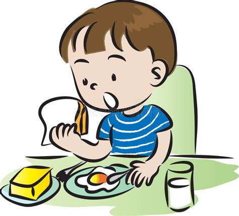 Boy Eats Breakfast Stock Image Image Of Feed Morning