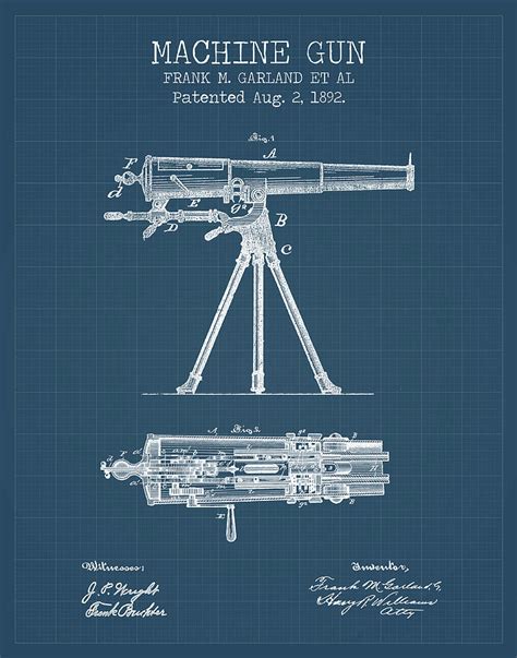 Machine Gun Blueprints Digital Art By Dennson Creative Pixels