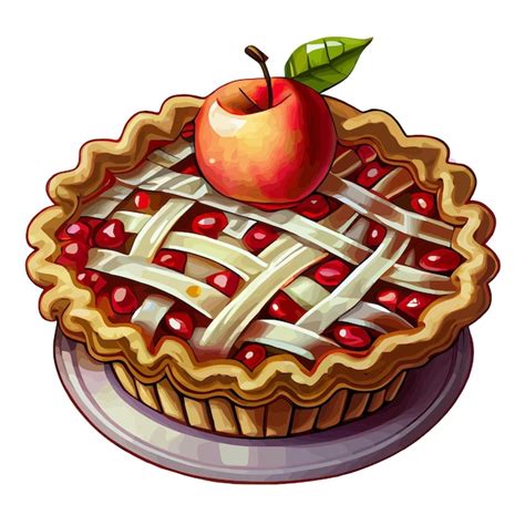 Premium Vector Delicious Apple Pie Illustration Sticker Apple Pie Clipart Vector
