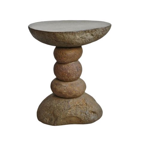 Stacked River Rock Stool Table Chairish