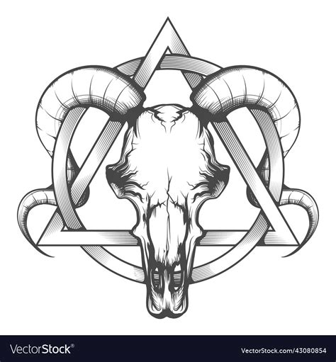 Ram Skull In Sacred Geometry Tattoo Drawn Vector Image