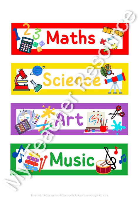 Subject Labels School Labels Printable Ks1 Ks2 Teaching Resources