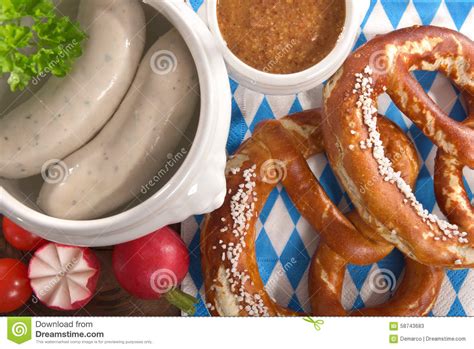 Bavarian Veal Sausage Breakfast Stock Image Image Of Board Fair