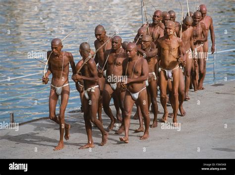 Naga Naked Sadhus Processing Back From The Shipra River Following