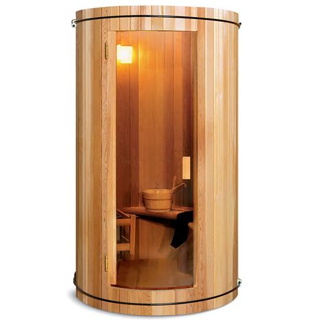 We provide the sauna layout, sauna heater and the cedar lumber. The Two Person Home Sauna - Hammacher Schlemmer