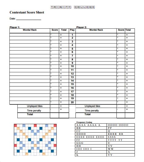 10 Scrabble Score Sheet Templates Sample Templates