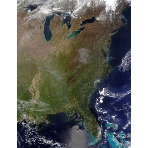 Satellite View Of The United States East Coast Poster Print 12 X 15