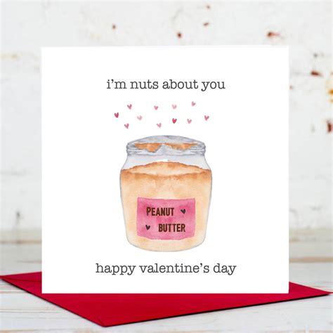 Nuts About You Peanut Butter Valentines Card By Yellowstone Art Boutique