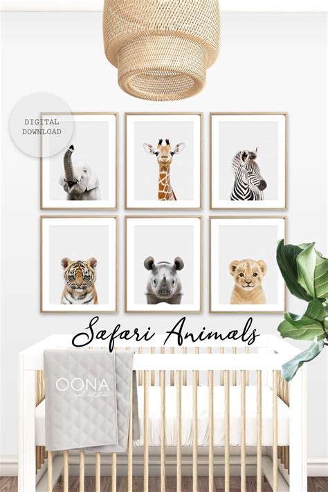 Safari Nursery Animal Wall Art Nursery Decor Set Of 6 Baby Etsy Canada