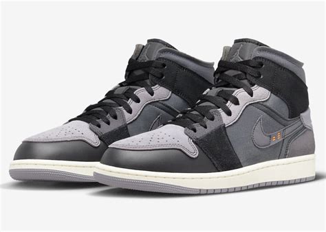 Air Jordan 1 Mid Craft Inside Out Black Grey Dm9652 001 Release Date Sbd