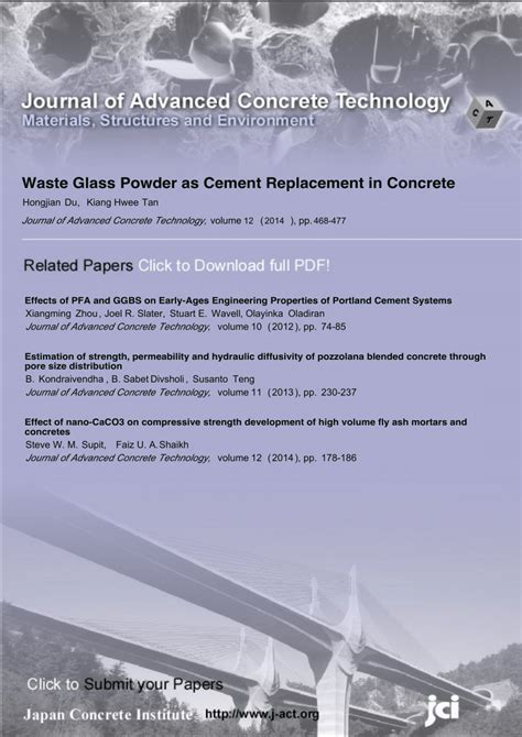 (PDF) Waste Glass Powder as Cement Replacement in Concrete