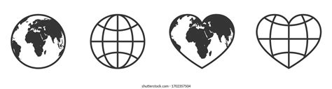 Globe Icons Set World Map Symbol Stock Vector Royalty Free 1702357504