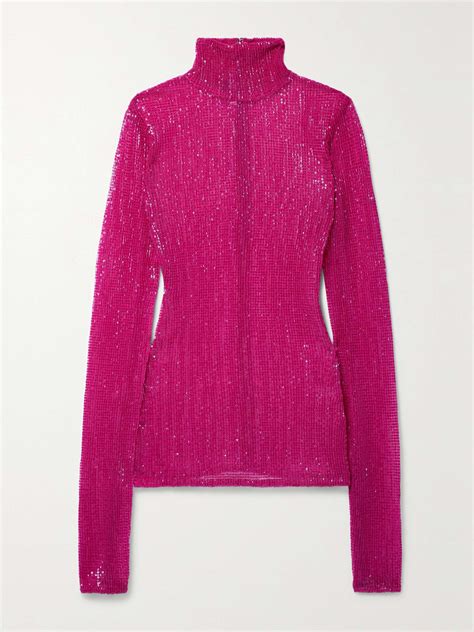 Laquan Smith Sequined Tulle Turtleneck Top Net A Porter