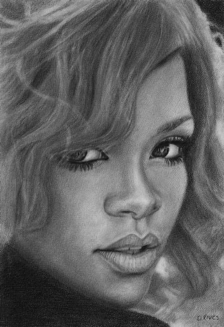 Rihanna Portrait Pencil Drawing By David Rives Pencil Drawings