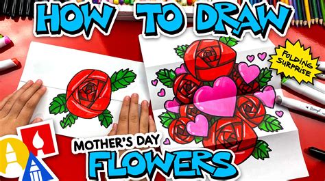 How To Draw Mothers Day Flowers Folding Surprise