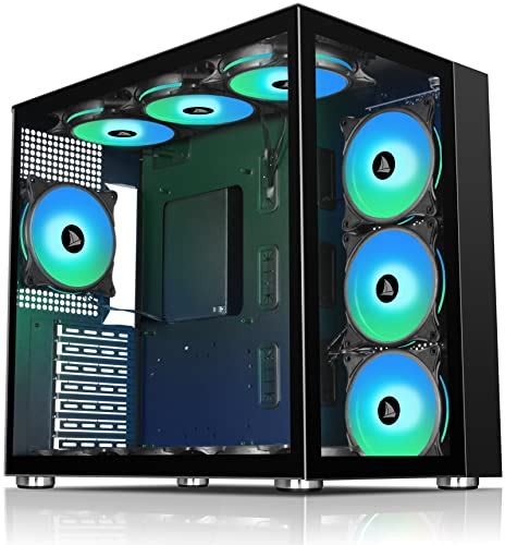 Amanson Boîtier Pc Atx Mid Tower En Verre Trempé Pour Jeux Vidéo Sans