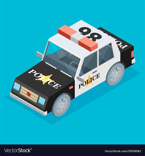 Isometric Black And White Police Car Royalty Free Vector