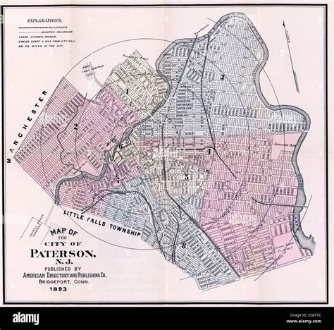 Mapa de la ciudad de Paterson, Nueva Jersey. 1893 Fotografía de stock