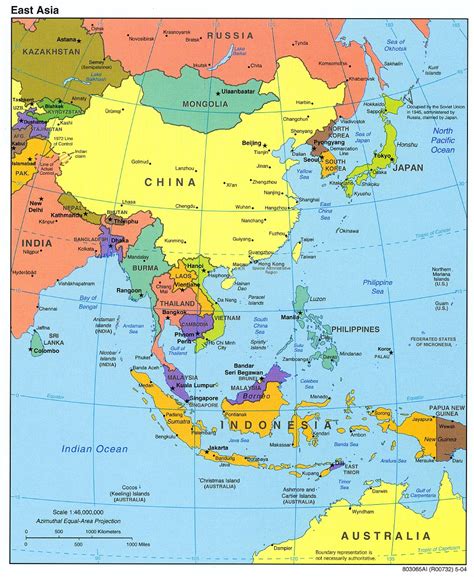 East Asia Political Map 2004 Full Size