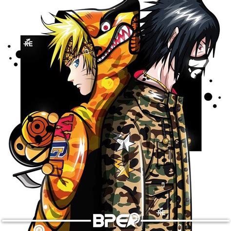 Naruto And Sasuke X Bape By Reskdstroy Anime Naruto Fan Art Naruto