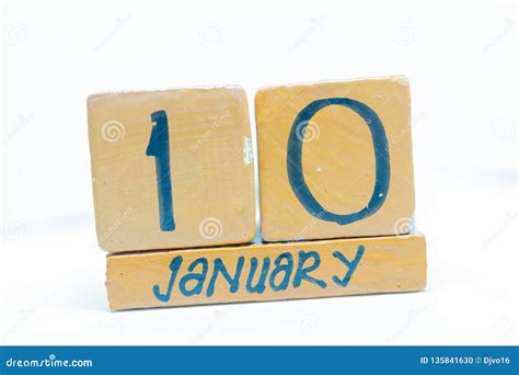 January 10th Day 10 Of Month Calendar On Wooden Background Winter