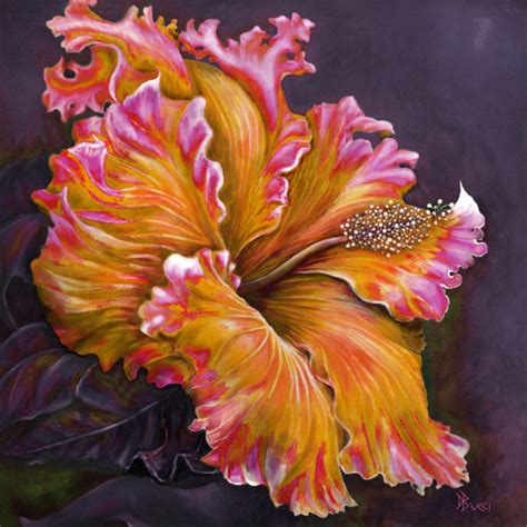 Painting Hibiscus Fever Vintage Original Art By Debra Bucci Fine Art