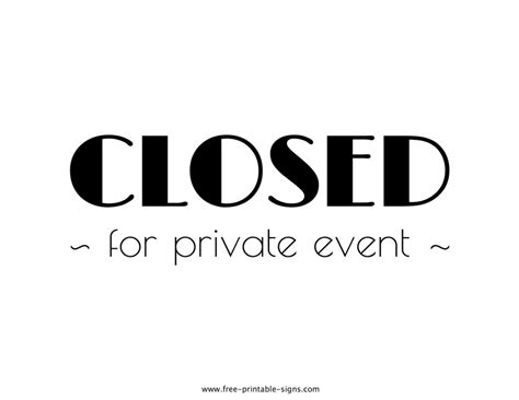 Closed For Private Event Sign Printable 2023 Calendar Printable