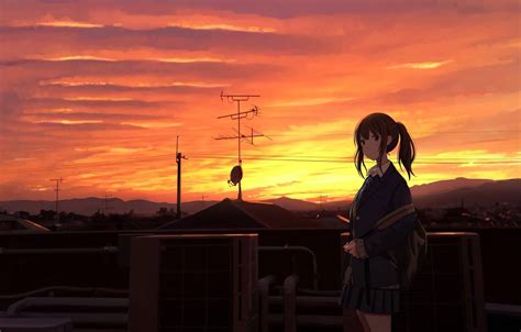 Download Anime Girl Japan Anime Aesthetic Sunset Wallpaper