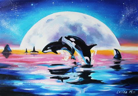 Killer Whale Oil Painting On Canvas Killer Whale Art Whale Etsy