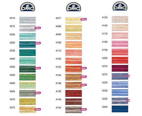 Dmc Pearl Cotton Variations Color Card 36 Colors Dmc Floss Chart Yarn Thread Color Card