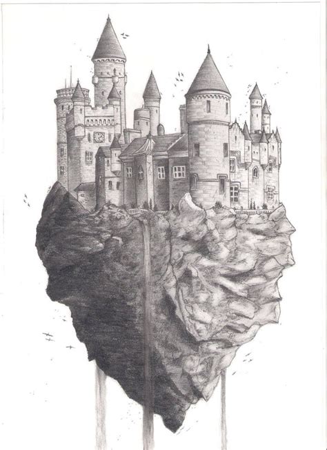 Flying Castle By Zealot123 On Deviantart Castle Drawing Fantasy