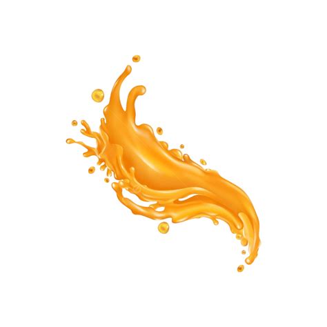 Orange Juice Splash On A White Background Sweet Isolated Shake Vector