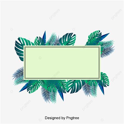 Green Tropical Leaf Title Box, Vector Png, Tropical Plants, Tropical Leaves PNG Transparent ...