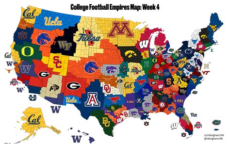 College Football Empires Map Map Football College Cfb Empires Fbs Week