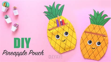 Diy Zipper Pouch No Sew Pineapple Pouch Craft Ideas Youtube