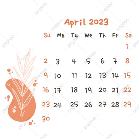 Calendar April 2023 Png Image Download 2023 Aesthetic Calendar April