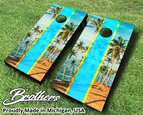 Custom Cornhole Vinyl Wrap Handmade Paradise Palm Tree Prints Etsy