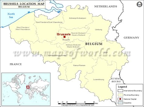 Belgium, located in the western europe is a small but well developed country. Where is Brussels? Location of Brussels in Belgium Map