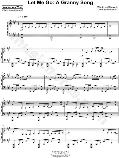 Yvonne Van What Let Me Go A Granny Song Sheet Music Piano Solo In A Major Download