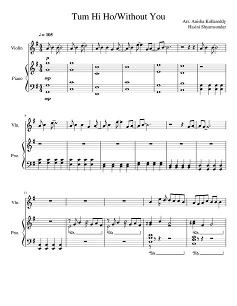 Tum Hi Howithout You Sheet Music For Piano Violin Solo Download And Print In Pdf Or Midi