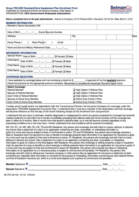 Products and availability vary by state and are solely the. Form Mltrc1001ge - Group Tricare Standard/extra Supplement Plan Enrollment Form printable pdf ...