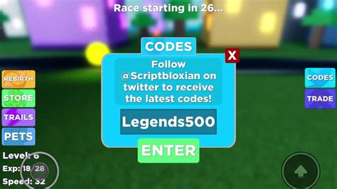 Codes gives you steps or gems that you can use on crystals and getting pets from them. ROBLOX Legends Of Speed All Codes - YouTube