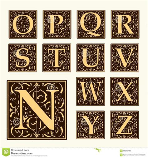 Vintage Set Capital Letters Monograms And Font Stock Vector Image