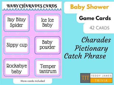 Baby Shower Charades Game Cards Printable Etsy