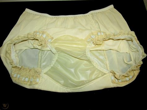 vintage olga ivory nylon mushroom gusset granny latex sanitary panties lace xxl 3834690050