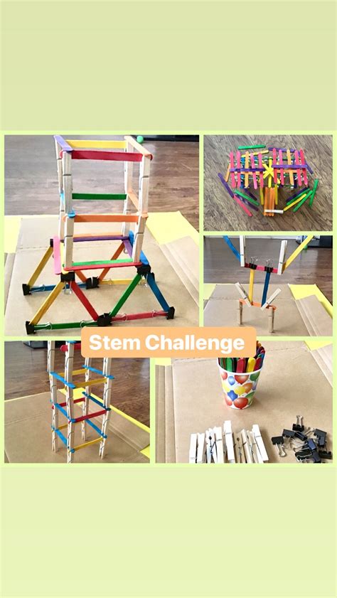 Stem Challenge Using Cloth Pins Binder Clips And Popsicle Sticks