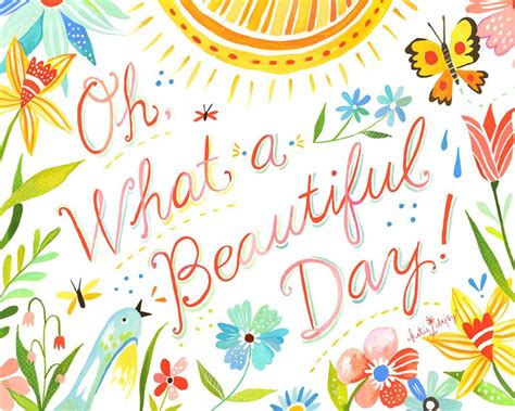 Beautiful Day By Katie Daisy Hand Lettered Wall Art Watercolor