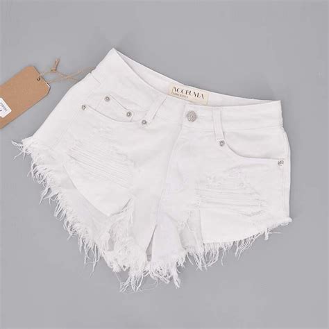 voobuyla 2017 new women high waist white denim shorts summer style sexy tassel ripped jeans