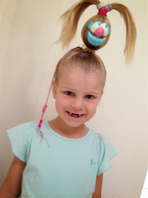The hair color with the jewels for the dragon hairstyle at loulou girls is wacky and adorable at the same time. Giggleberry Creations!: Crazy Hair Day - Mr Potato Head!!