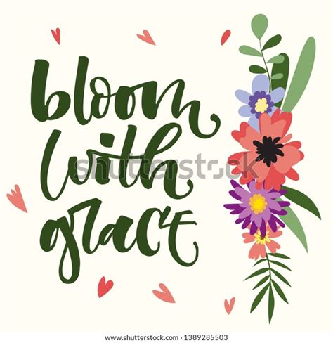 Bloom Grace Hand Drawn Modern Calligraphy Stock Vector Royalty Free
